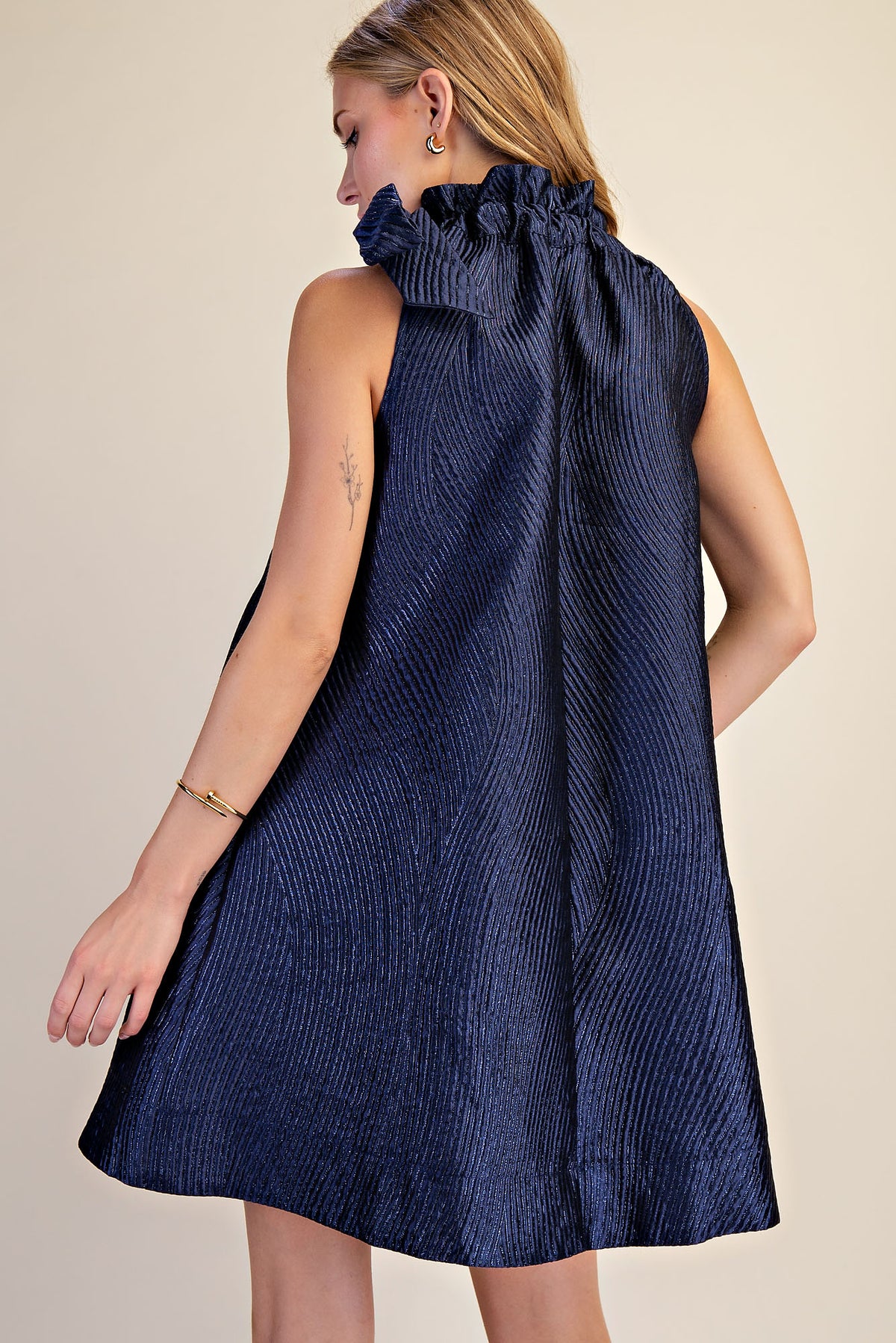 After Five Metallic Bow A-Line Cocktail Dress
