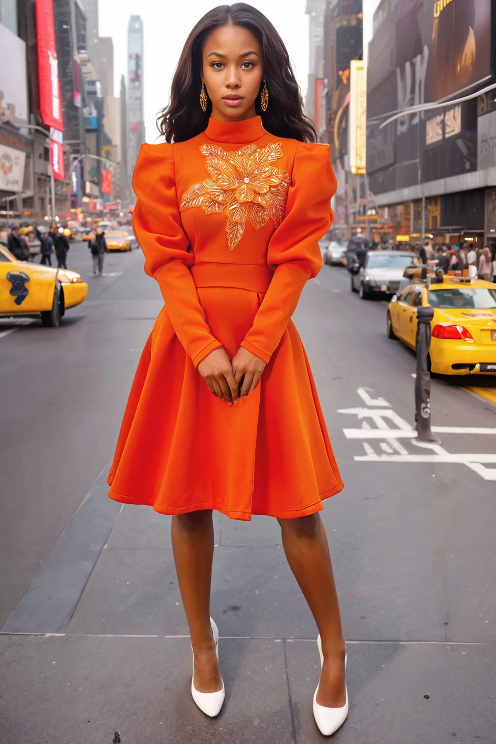 Golden Hour Orange  Midi Dress