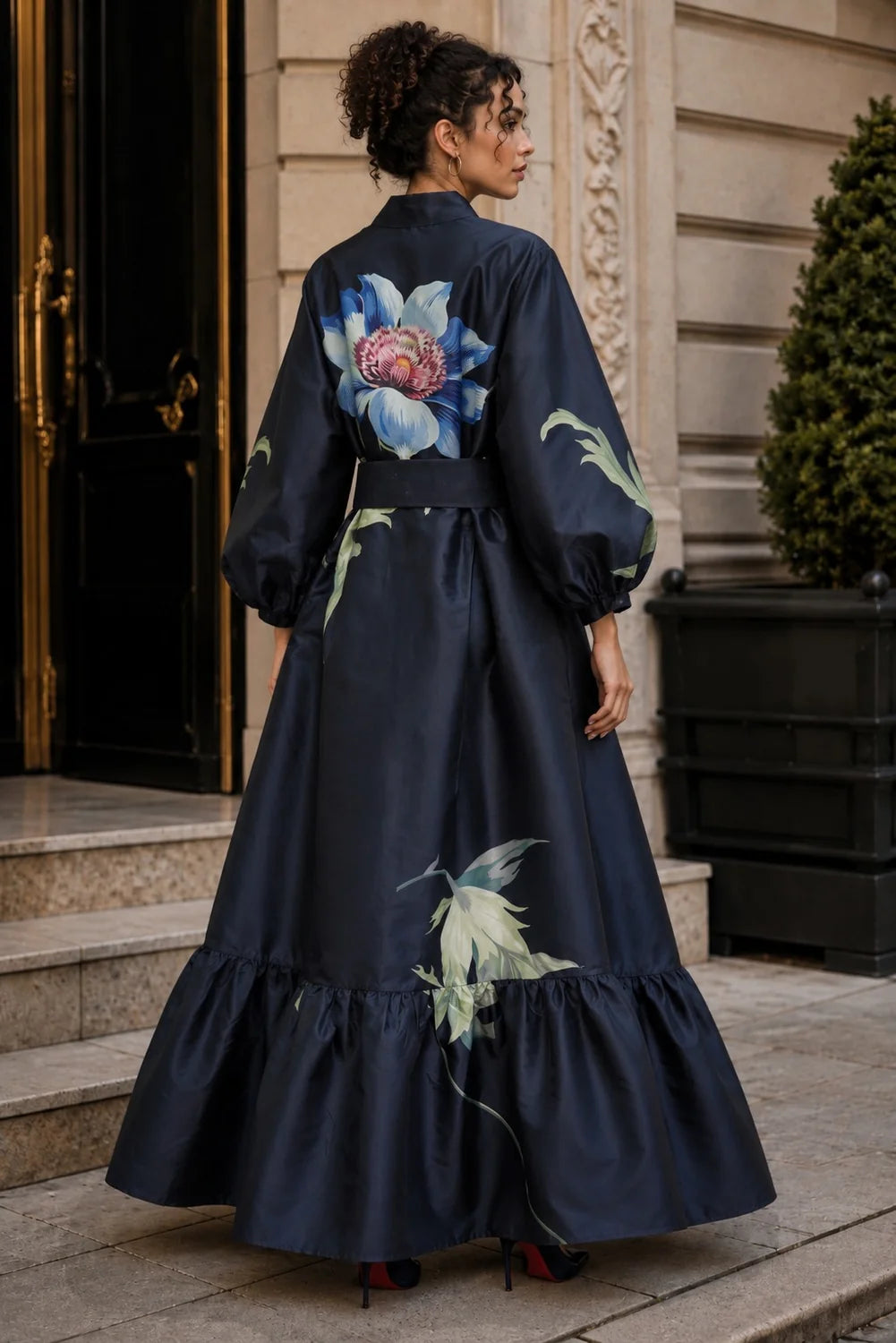 The Midnight Bloom Mikado Maxi Dress