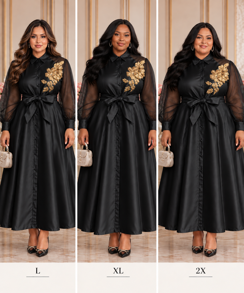 The Grace Floral Appliqué Mikado Maxi Dress