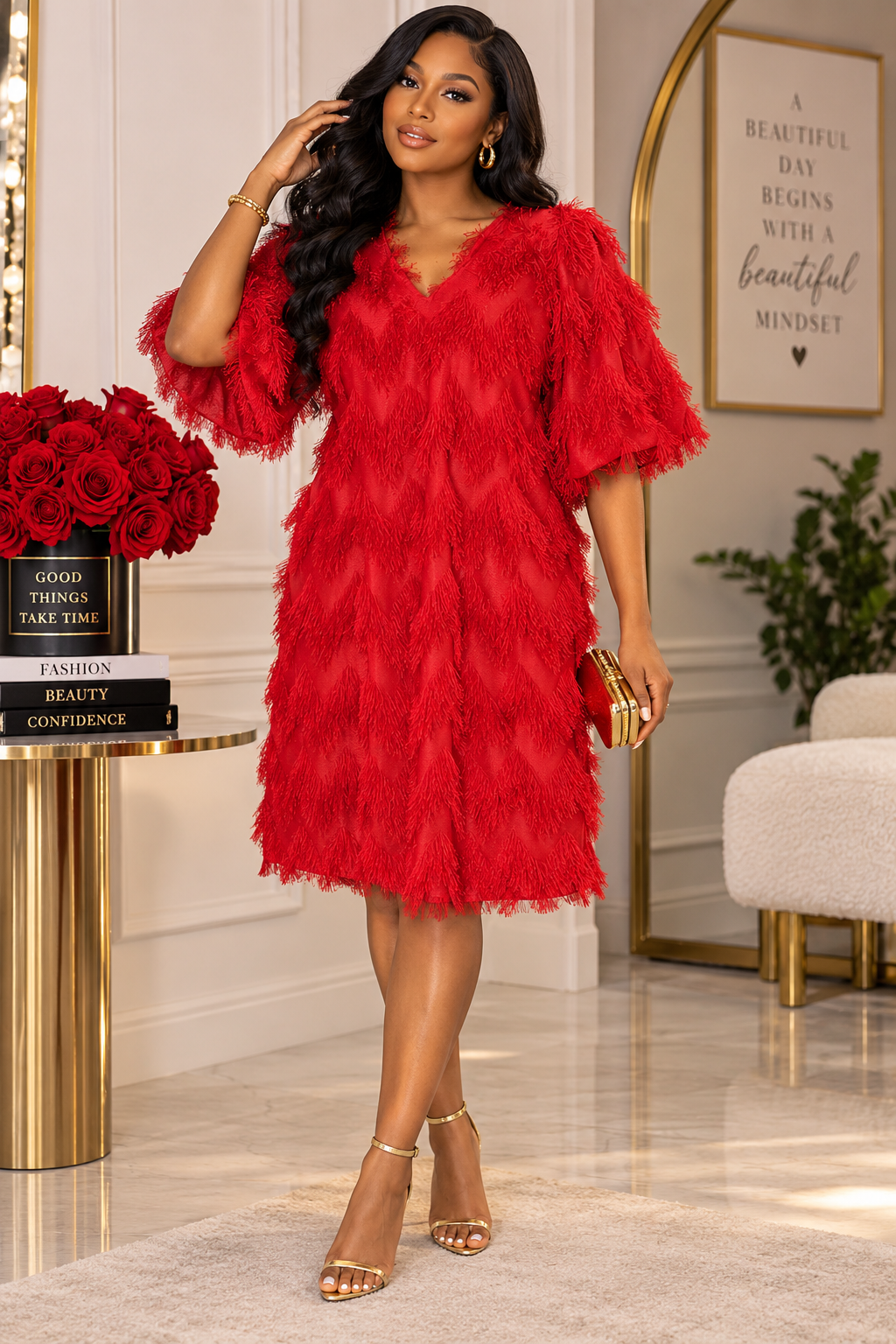 The Red Haute Fringe Dress