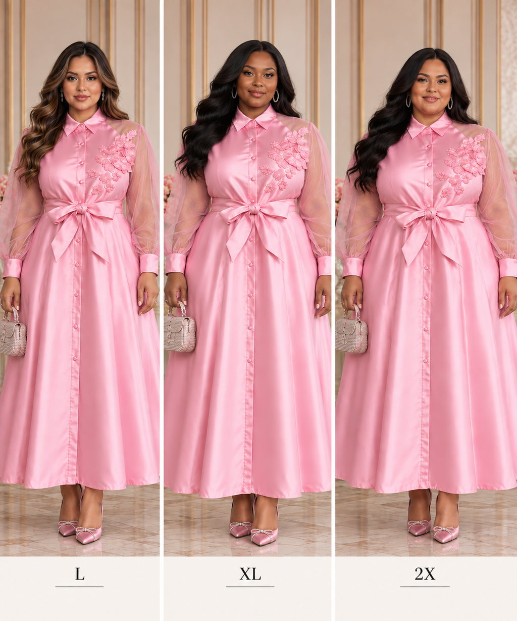 The Grace Floral Appliqué Mikado Maxi Dress