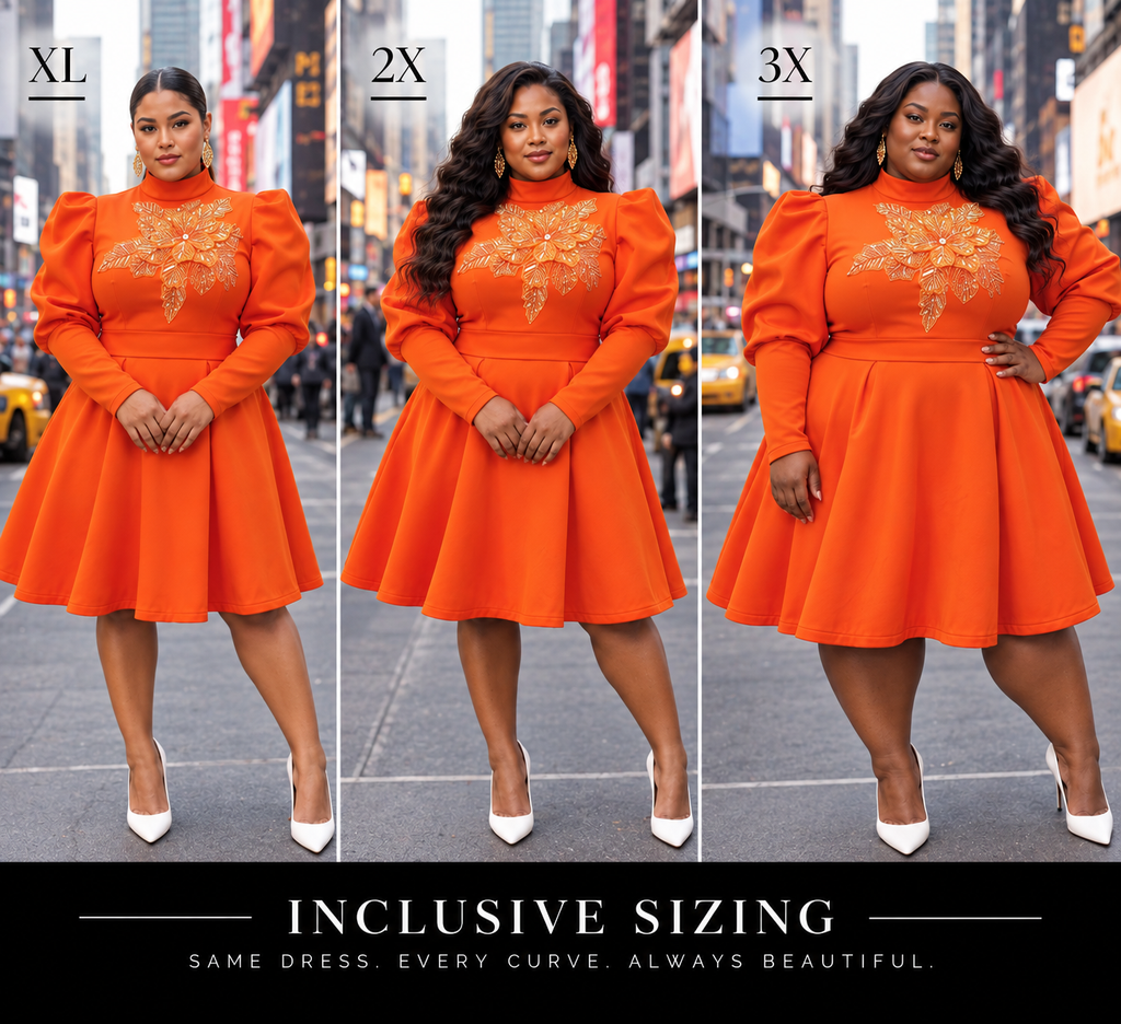 Golden Hour Orange  Midi Dress