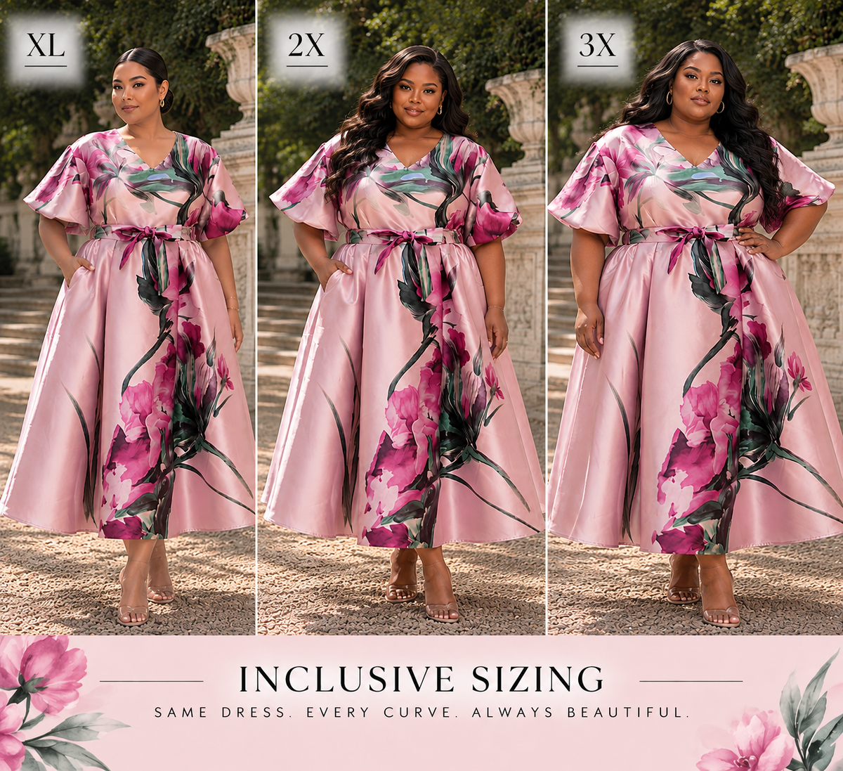 In Full Bloom Pink Floral Mikado Maxi Dress