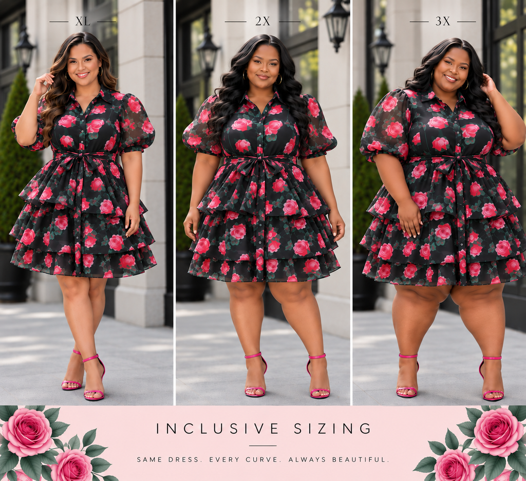 Rose Parade Floral Organza Tiered Mini Dress