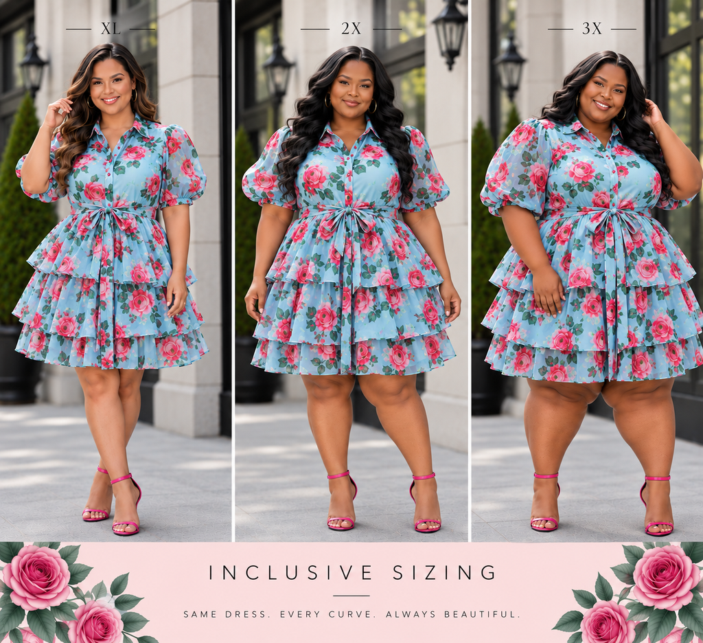 Rose Parade Floral Organza Tiered Mini Dress