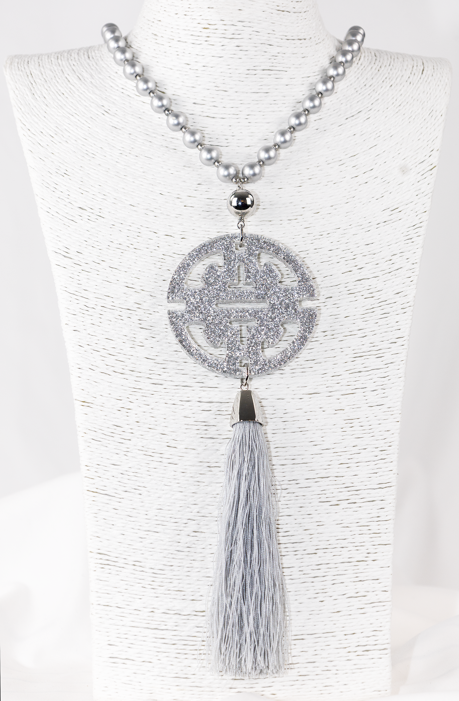 Silver Bead and Tassel necklace