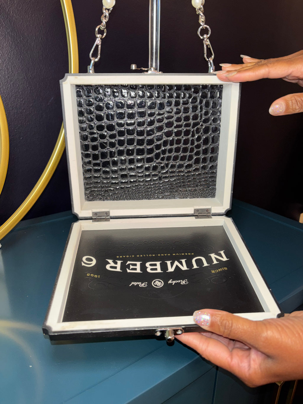 Rocky Patel Black and Pearl Cigarbox Handbag