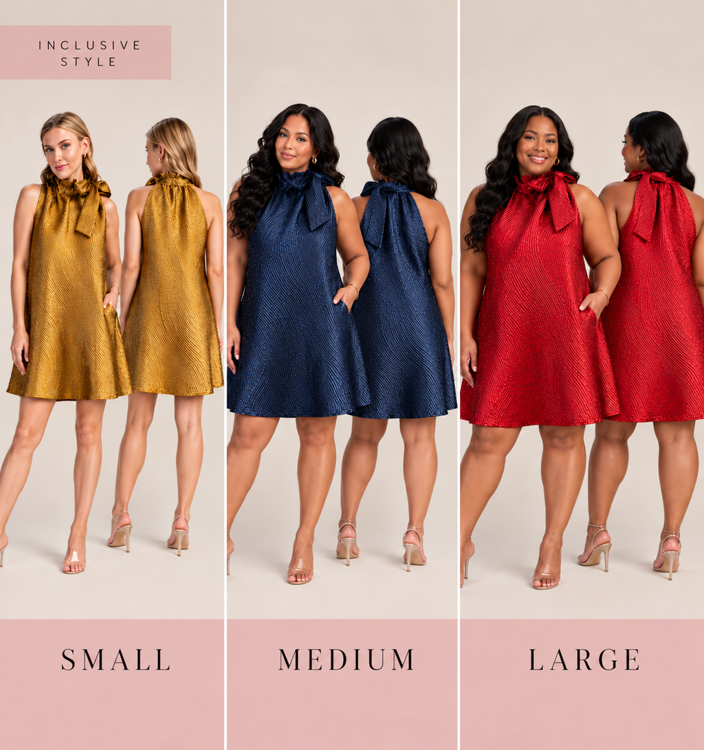 Metallic Bow Cocktail Mini Dress