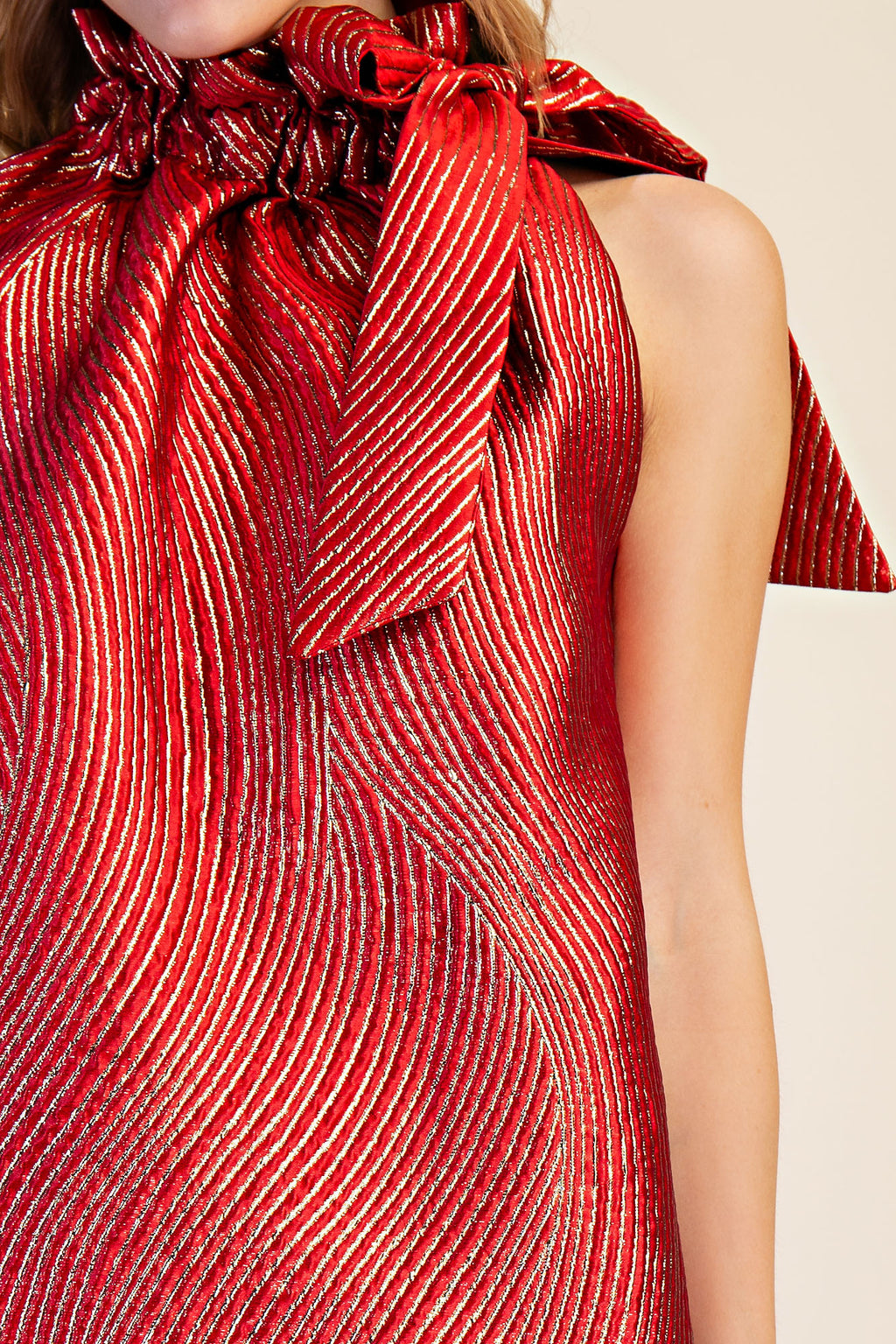Metallic Bow Cocktail Mini Dress