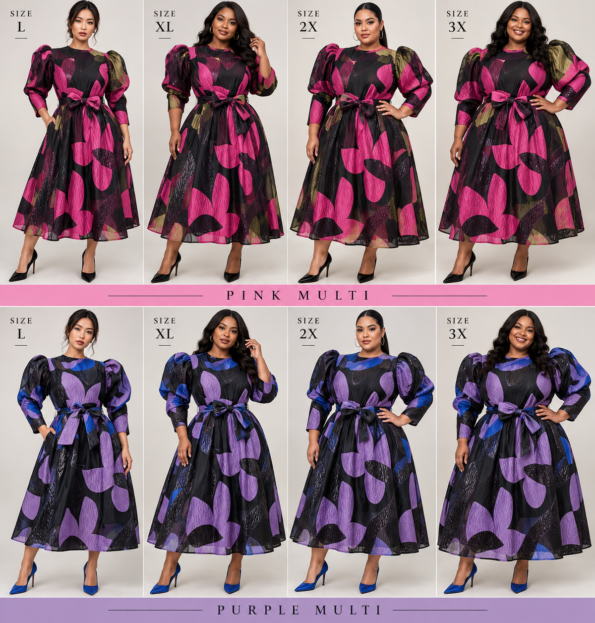 Art of Drama Puff Sleeve Midi Dress