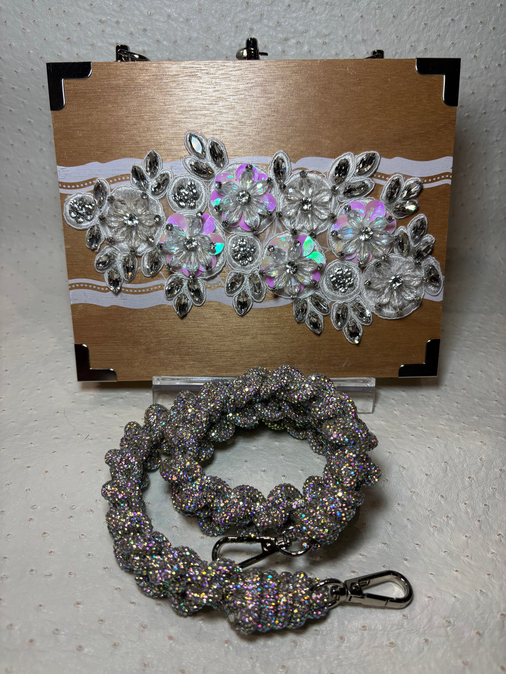 Dominicana White and Silver Cigar Box Handbag