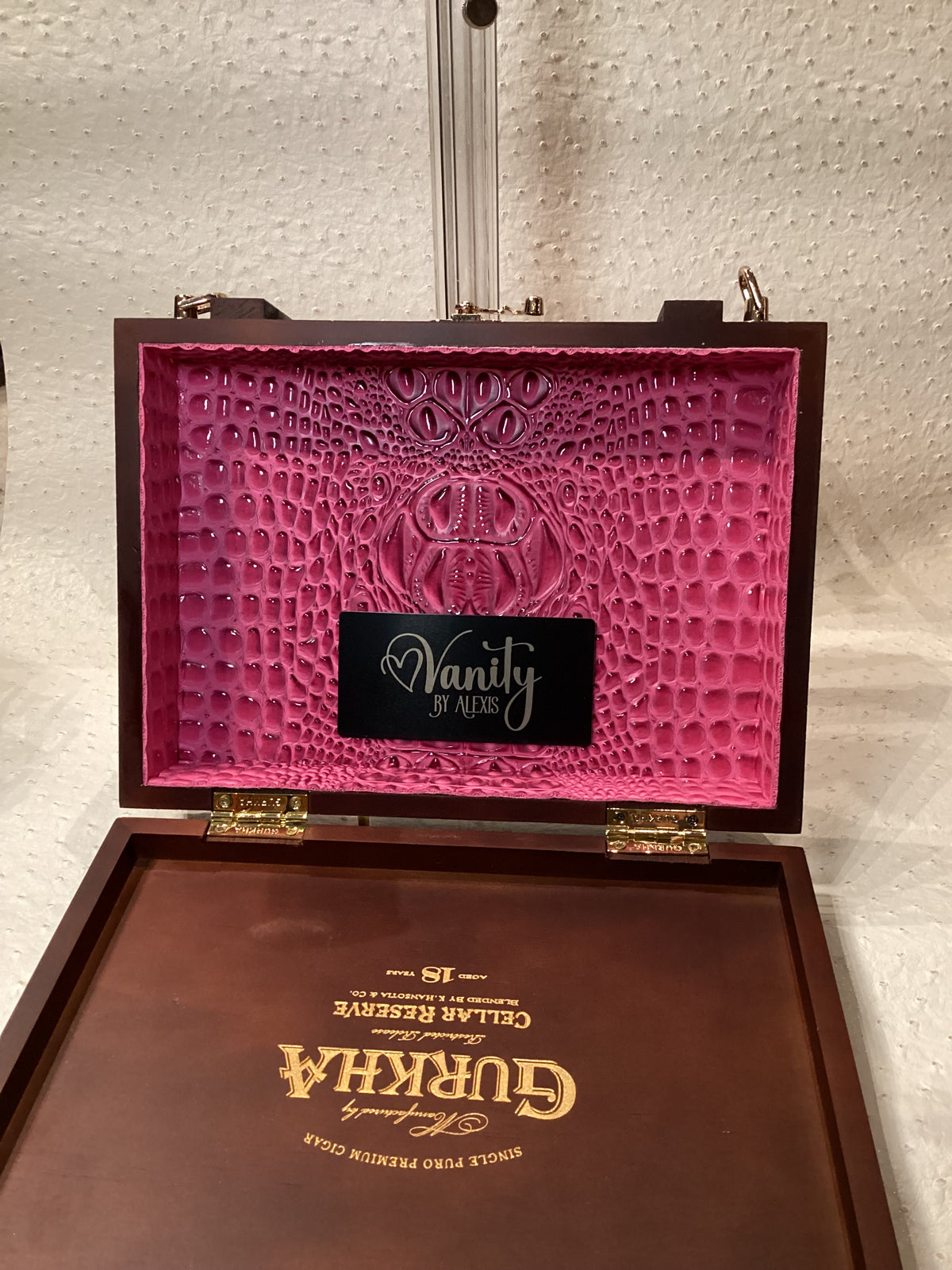 Gurhka Pink Cherrywood Cigar Box Handbag