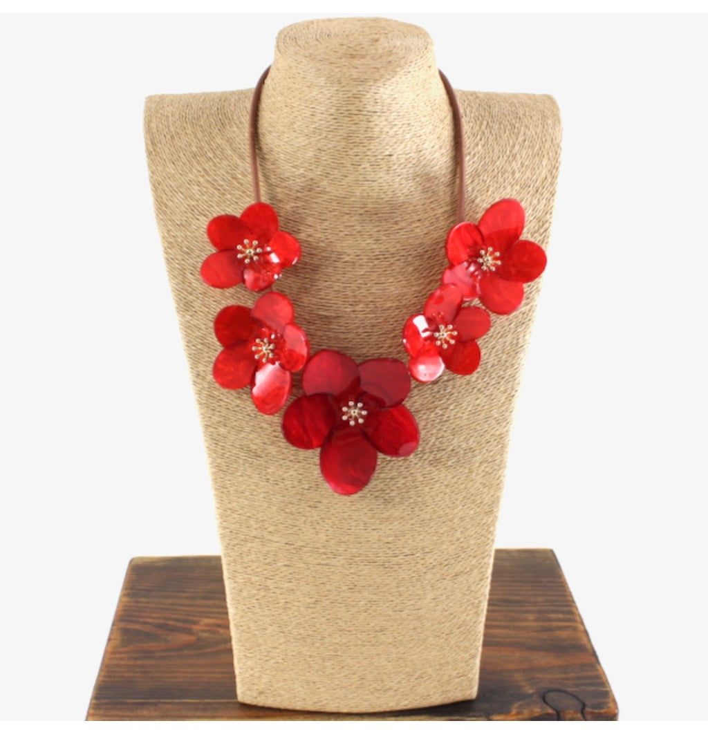 Red Floral Acrylic Set