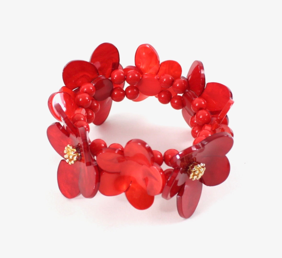 Red Floral Acrylic Set