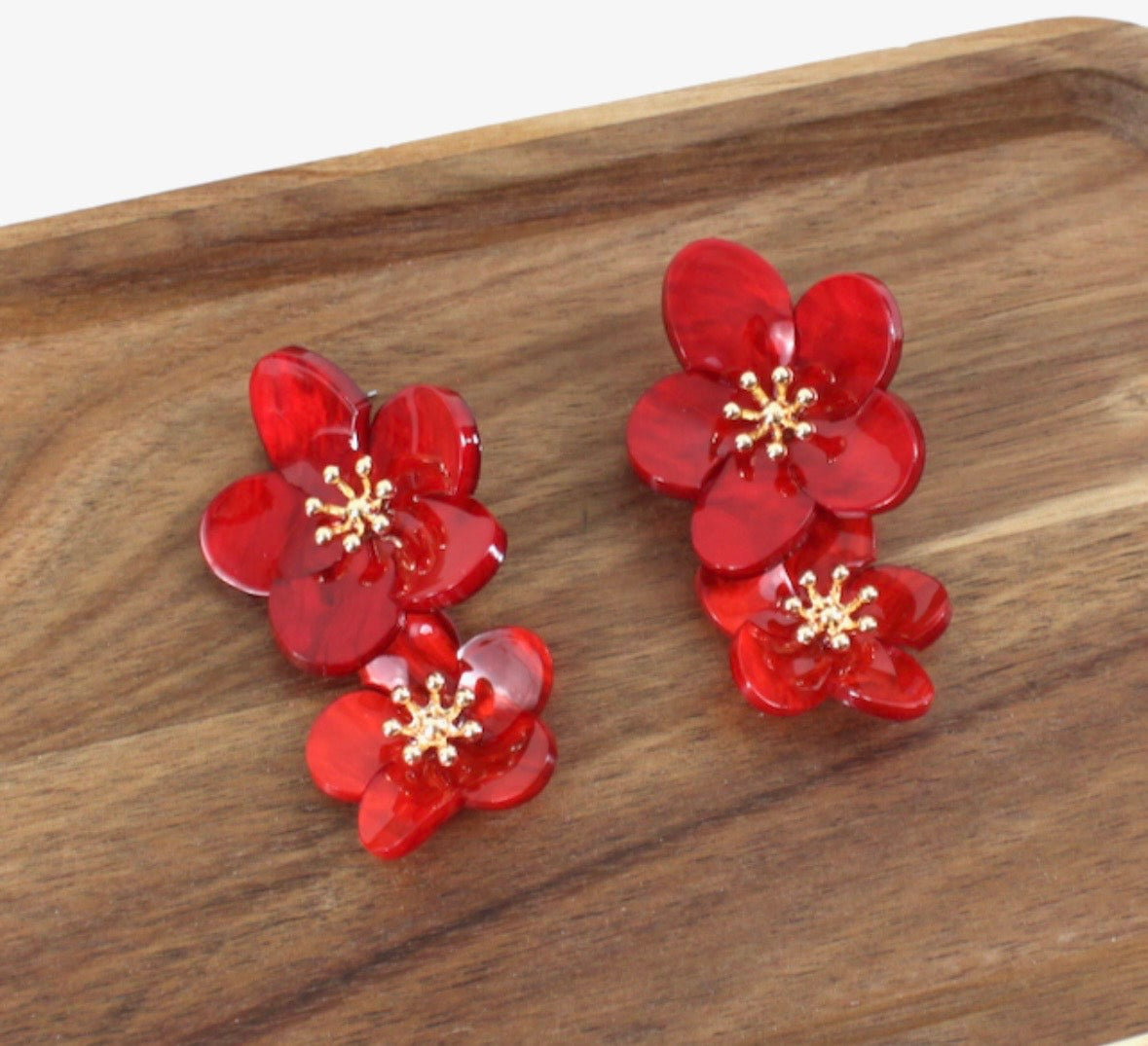 Red Floral Acrylic Set