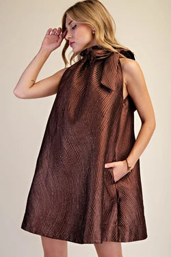 After Five Metallic Bow A-Line Cocktail Dress