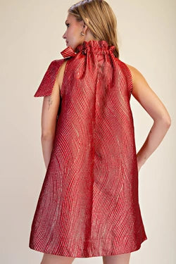 After Five Metallic Bow A-Line Cocktail Dress