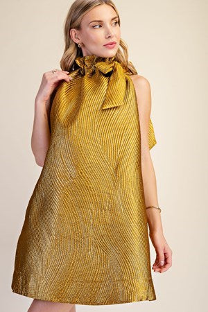 After Five Metallic Bow A-Line Cocktail Dress