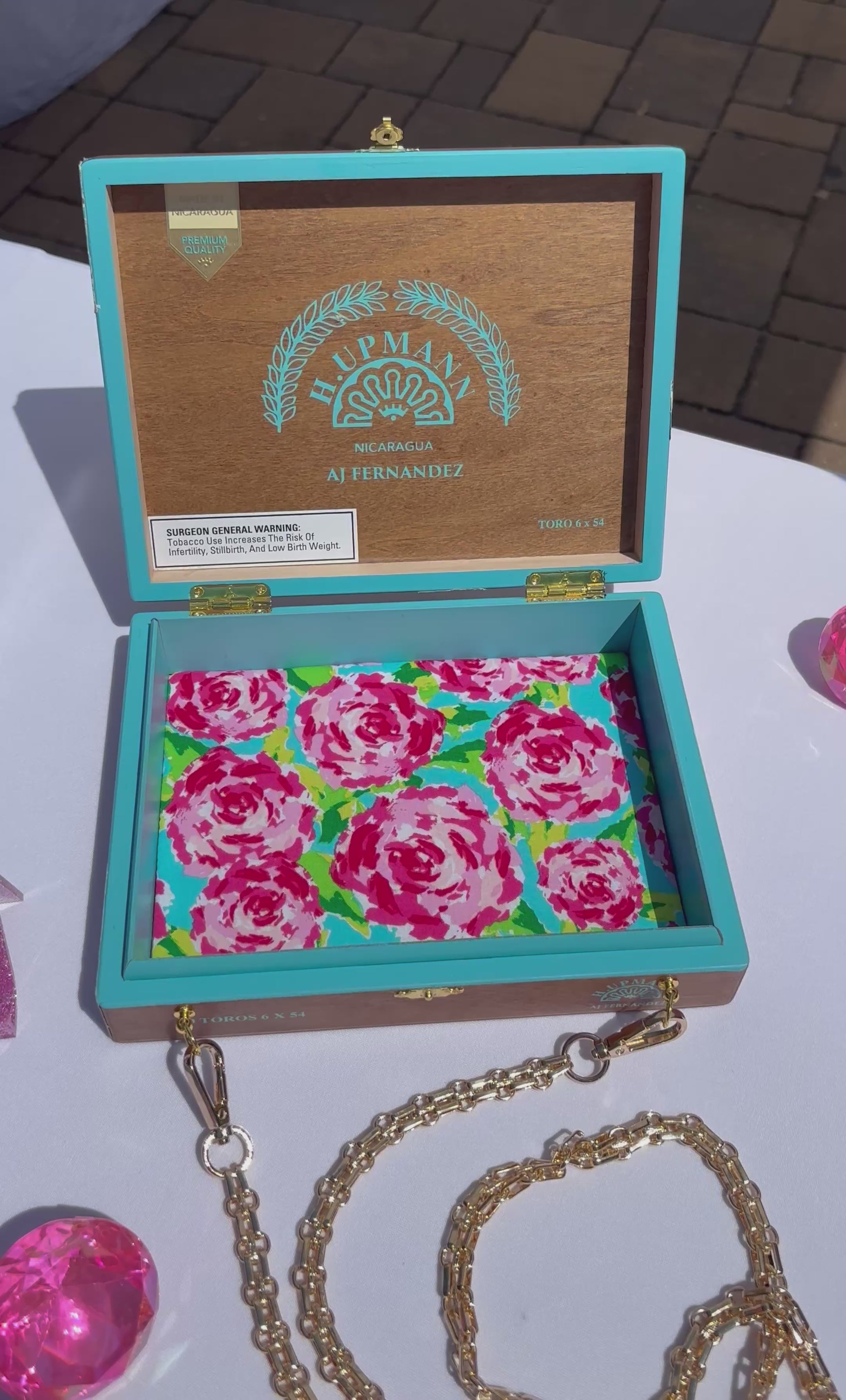 Turquoise H. Upmann Cigar Box Handbag